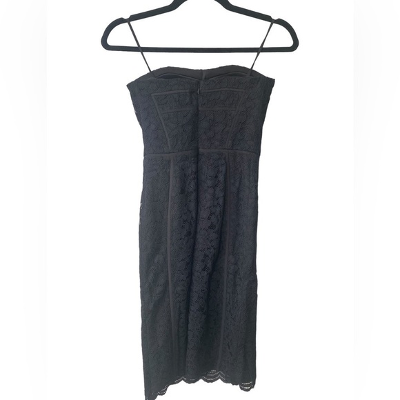 Diane Von Furstenberg Lace Dress Mini Cocktail Strapless Sheath Size 0 Black - Picture 10 of 17